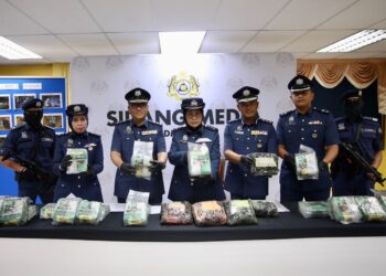 WAN Marini Wan Hamzah (tengah) menunjukkan sebahagian dadah yang berjaya dirampas Kastam Kedah dalam sidang akhbar di Pejabat JKDM Negeri Kedah di Alor Setar, hari ini. UTUSAN/ SHAHIR NOORDIN