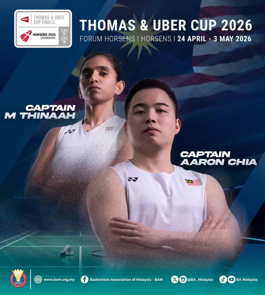 Aaron, Thinaah ketuai skuad negara di Piala Thomas dan Uber
