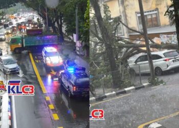 TANGKAP layar menerusi  Pusat Kawalan Kuala Lumpur (KLCCC), menunjukkan  beberapa kejadian pokok tumbang dilaporkan berlaku di ibu negara susulan hujan lebat ketika ini.