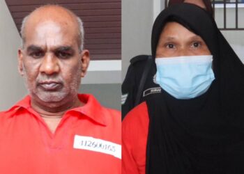 M. Jegathesan (kiri) dan Halila Abu Bakar hadir ke Mahkamah Tinggi, Pulau Pinang untuk semakan hukuman hari ini. - UTUSAN/DANIAL SAAD