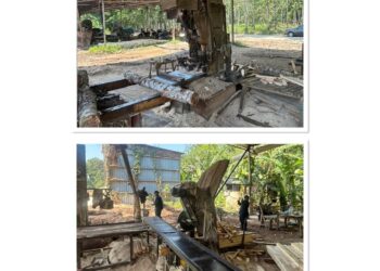 ANTARA peralatan yang digunakan untuk menjalankan aktiviti pemprosesan kayu tanpa lesen.