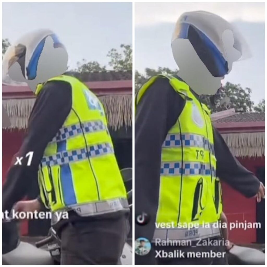 Lelaki tular pakai ves, topi polis diberkas