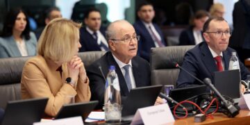 DR. MOHAMMAD Mustafa ketika mesyuarat ke-9 Perikatan Global bagi Pelaksanaan Penyelesaian Dua Negara di Brussel, Jerman.