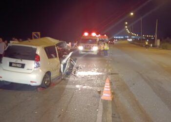KEADAAN kereta dinaiki mangsa selepas terlibat kemalangan di Tunjong, Kota Bharu, Kelantan.