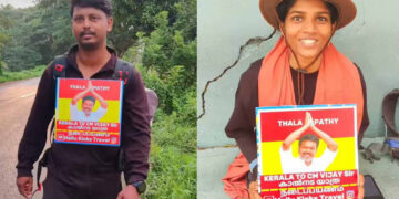 RAFI dan isterinya sanggup berjalan untuk berjumpa dengan Vijay (gambar kecil). - 
Tangkap Layar/@mallu_kicks_travel
