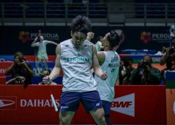Arif Junaidi-Yap Roy King mara ke separuh akhir Malaysia Masters 2026 di Unifi Arena, Kuala Lumpur, hari ini. - UTUSAN/IQBAL ROSLI