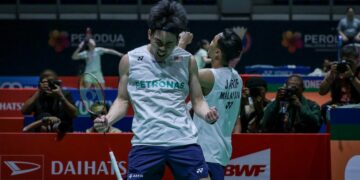 Arif Junaidi-Yap Roy King mara ke separuh akhir Malaysia Masters 2026 di Unifi Arena, Kuala Lumpur, hari ini. - UTUSAN/IQBAL ROSLI