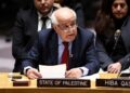 DUTA Palestin ke PBB, Riyad Mansour, berucap semasa mesyuarat Majlis Keselamatan PBB mengenai Asia Barat di ibu pejabat PBB di New York pada 18 Februari lalu.- AFP