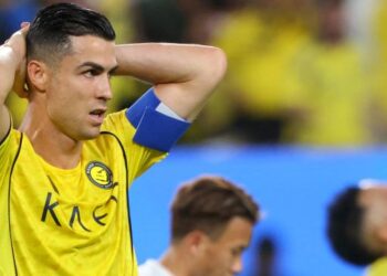 Cristiano Ronaldo kecewa Al-Nassr gagal menjadi juara Kejohanan Liga Juara-Juara Asia. - AFP