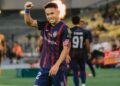 Arif Aiman Hanapi meraikan jaringan gol kedua Johor Darul Ta'zim (JDT) menentang Kuching City FC pada perlawanan akhir Piala Malaysia di Stadium Nasional Bukit Jalil, kelmarin. - UTUSAN/ISKANDAR ISHAK