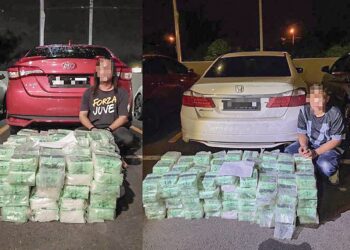 SEBAHAGIAN rakyat Malaysia yang ditahan bersama 440 kilogram syabu dalam satu operasi oleh Biro Pencegahan Narkotik Polis Thailand di Nakhon Pathom, Thailand. – IHSAN NSB