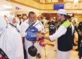 ZULKIFLI Hasan bersama jemaah haji Malaysia dalam Majlis Pelepasan Jemaah Haji ke Arafah di Mekah, semalam