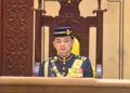 TENGKU Hassanal Ibrahim Alam Shah merasmikan Istiadat Pembukaan dan Mesyuarat Pertama Penggal Ke-5 Dewan Negeri Pahang Ke-15 di Wisma Sri Pahan, Kuantan, Pahang. - UTUSAN/SHAIKH AHMAD RAZIF