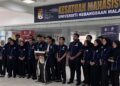 MUHAMMAD Haikal Hamidi dan kepimpinan Kesatuan Mahasiswa Universiti Kebangsaan Malaysia (KMUKM) mengumumkan pengurangan peruntukan manifesto kepimpinan bagi setiap portfolio untuk membantu mahasiswa UKM.