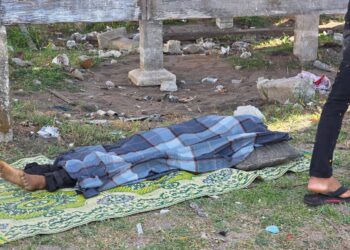 JENAZAH Mohamad Yusof Nor Ismail yang maut dihempap tiang konkrit dalam kejadian  di Kampung Telaga Papan, Pasir Puteh, Kelantan.