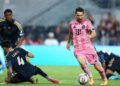 AKSI Lionel Messi ketika menentang Philadelphia Union dalam saingan MLS di Florida, Ahad lalu. - AFP