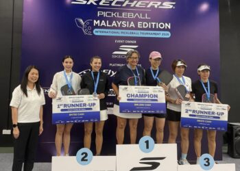 BEKAS pemain skuasy negara, Delia Arnold (tiga dari kiri) turut memeriahkan Kejohanan Pickleballa Antarabangsa Skechers - Edisi Malaysia 2026 di Subang Jaya.