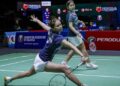 Pasangan wanita kebangsaan, Cheng Su Hui-Tan Zhing Hui tewas 8-21, 12-21 kepada beregu Jepun, Arisa Igarashi-Chiharu Shida pada Kejohanan Badminton Malaysia Masters 2026 di Unifi Arena, Bukit Jalil, semalam. - UTUSAN/MUHAMAD IQBAL ROSLI