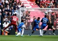RYA  Gravenberch menjaringkan gol ketika menentang Chelsea di Anfield. - AFP