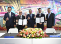 PRESIDEN dan Ketua Pegawai Eksekutif Kumpulan MISC, Zahid Osman ( kiri) bersama Hazrin Hasan, Adif Zulkifli, Ezran Mahadzir dan Naib Presiden Pemasaran dan Perdagangan LNG Petronas, Shamsairi M Ibrahim pada majlis menandatangani perjanjian antara PLL dan MISC baru-baru ini.