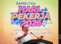 ANWAR Ibrahim ketika berucap pada Majlis Sambutan Hari Pekerja Peringkat Kebangsaan 2026 di UNIFI Arena, Bukit Jalil, Kuala Lumpur hari ini.-UTUSAN/MUHAMAD IQBAL ROSLI
