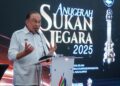 ANWAR Ibrahim ketika berucap pada Majlis Anugerah Sukan Negara 2025 hari ini.