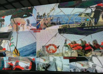 SITUASI pemintasan yang berlaku di Zon Merah 2 itu dilihat menerusi siaran langsung yang dipaparkan pada dashboard Pusat Kawalan Sumud Nusantara (SNCC) di sini.
