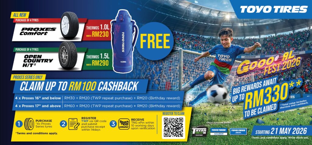 Toyo Tires Lancarkan Kempen ‘Goal Fest 2026’ Sempena Demam Piala Dunia dengan Pelancaran Produk Baharu dan Ganjaran Eksklusif di Seluruh Negara