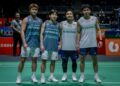 ARIF JUNAIDI-Yap Roy King (dua dari kanan) bersama Kang Khai Xing-Aaron Tai pada aksi pusingan kedua, Kejohanan Badminton Malaysia Masters 2026, di Unifi Arena, hari ini. - UTUSAN/IQBAL ROSLI