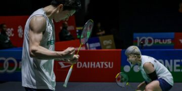 CHEN Tang Jie-Toh Ee Wei meraikan kejayaan mara ke pusingan suku akhir pada aksi pusingan kedua Kejohanan Badminton Malaysia Masters 2026 di Unifi Arena, Bukit Jalil di sini, hari ini. - UTUSAN/IQBAL ROSLI