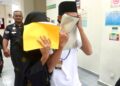 MUHAMMAD Shazmel Aqimie Razalee (kanan) dan Tengku Nur Fariesha Ulani Tengku Ahmad Farek di Mahkamah Tinggi Syariah Kuala Terengganu. - UTUSAN/PUQTRA HAIRRY