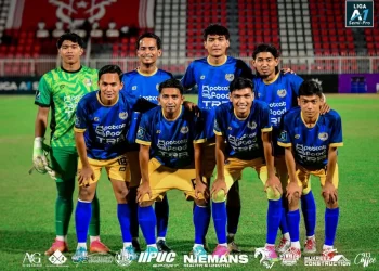 Lapan pemain Perlis GSA FC yang beraksi menentang Kelantan WTS semalam. - Foto PERLIS GSA FC