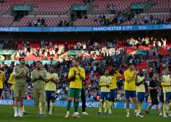 PEMAIN Southampton memberi penghargaan mereka kepada penyokong selepas tewas kepada Manchester City dalam aksi separuh akhir Piala FA, bulan lalu. - AFP