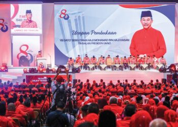 MOHAMAD Hasan pada Konvensyen 80 Tahun UMNO, semalam.