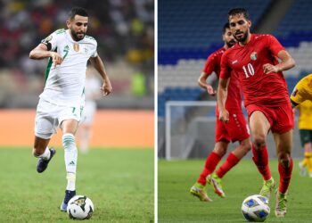 PENYERANG Algeria, Mahrez(kiri) dan penyerang Jordan, Musa Al-Tamari dijangka menjadi penggempur utama buat Algeria dan Jordan pada aksi kedua Kumpulan J Piala Dunia 2026 -AFP