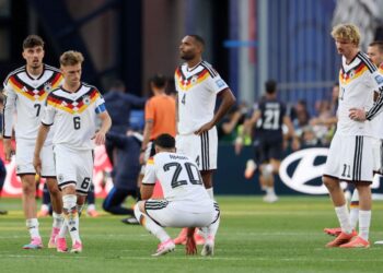 REAKSI kecewa pemain Jerman selepas tewas kepada Paraguay dalam aksi pusingan 32 terbaik Piala Dunia 2026.-AFP