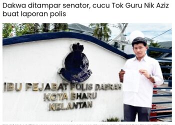 TANKAP layar laporan berita cucu Tok Guru Nik Aziz yang mendakwa ditampar oleh seorang senator.