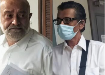 SHAIK Zamry Shaik Kamal Farid (kiri) dan Abdul Mutalib Ismail (kanan) dihadapkan ke Mahkamah Sesyen di George Town, Pulau Pinang hari ini atas pertuduhan gagal mengemukakan dokumen seperti diminta oleh pegawai JKDM. - UTUSAN/SAFINA RAMLI