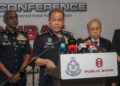 MOHD. Khalid Ismail semasa sidang akhbar selepas Majlis Pelancaran Perangi Scam: Dua Pasukan, Satu Matlamat di Kuala Lumpur, hari ini