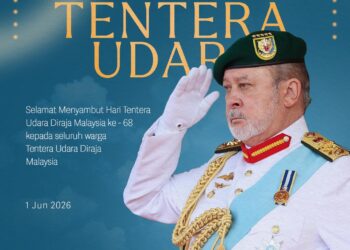SULTAN Ibrahim dan Raja Permaisuri Agong, Raja Zarith Sofiah menzahirkan ucapan selamat menyambut Hari Ulang Tahun Tentera Udara Diraja Malaysia (TUDM) ke-68 kepada seluruh warga serta veteran TUDM. - FACEBOOK SULTAN IBRAHIM SULTAN ISKANDAR