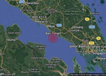 MetMalaysia merekodkan gempa lemah di perairan Batu Pahat, pagi tadi. FOTO MetMalaysia