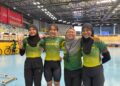 (DARI kiri) Nur Fitrah Shaari, Nurul Izzah Izzati Mohd Asri, ketua jurulatih berbasikal trek Kedah, Noor Alfizar Othman dan Nurul Nabilah Mohd Asri.