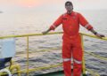 MUHAMMAD Kamal Idzhamuddin Kamal Ariffin ketika bertugas di atas kapal MV Berkat Tuah sebelum terkandas di Pelabuhan Hamriya, Dubai.
