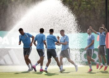 Pemain Republik Czech menjalani sesi latihan terakhir di Arena Sukan Zapopan, Mexico, semalam sebagai persiapan menghadapi Korea Selatan dalam aksi pembukaan Kumpulan F Piala Dunia 2026. – AFP