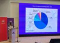 ROZANA ISA semasa berucap dalam Majlis Pelancaran Statistik dan Dapatan Sedekad Telenisa di Auditorium SD Guthrie Tower, Ara Damansara, Petaling Jaya, hari ini. - UTUSAN