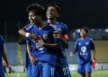 PEMAIN-Pemain MISC Touchtronics meraikan gol kemenangan ke atas Selangor FC.