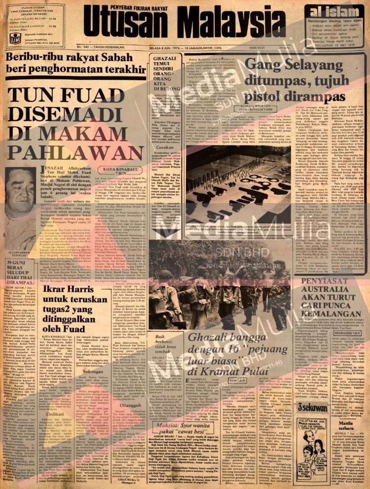 Tun Fuad Stephens disemadi di Makam Pahlawan