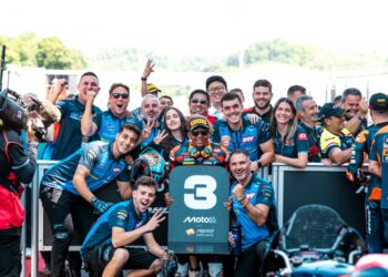 Hakim Danish menamatkan penantian selama 10 tahun untuk melihat wakil Malaysia mencatat keputusan podium pada GP Itali di Litar Mugello, Itali, kelmarin - Ihsan SIC Racing
