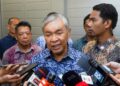AHMAD Zahid Hamidi ketika ditemui selepas menghadiri perhimpunan bulanan Kementerian Kemajuan Desa dan Wilayah (KKDW), di sini hari ini