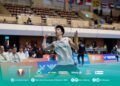 Perseorangan lelaki, Kong Wei Xiang memastikan mata kemenangan menjadi milik mutlak Malaysia dalam aksi menentang Korea Selatan pada Kejohanan Badminton Berpasukan Campuran Asia di Yatsushiro, Jepun, hari ini. - Ihsan BAM